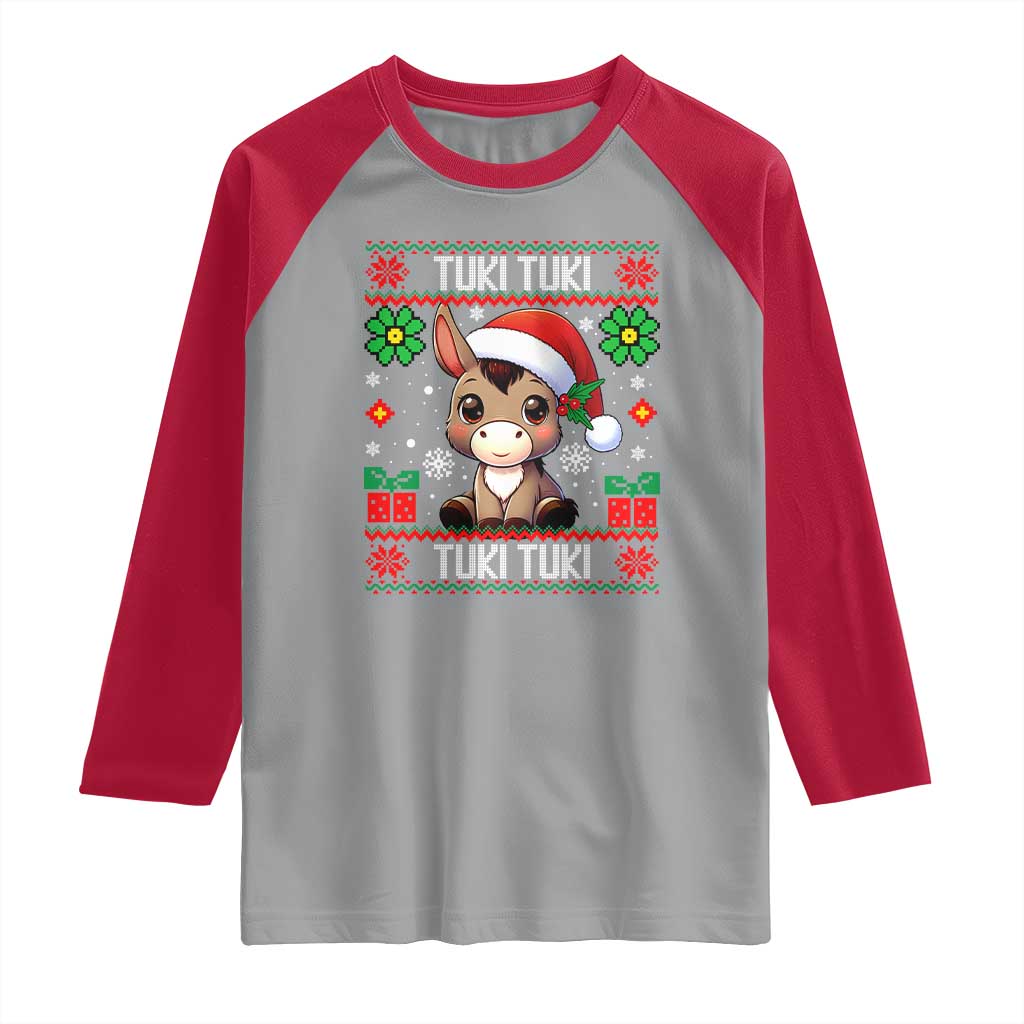 Latin American Christmas Raglan Shirt Mi Burrito Mexican Donkey Latino Ugly Christmas