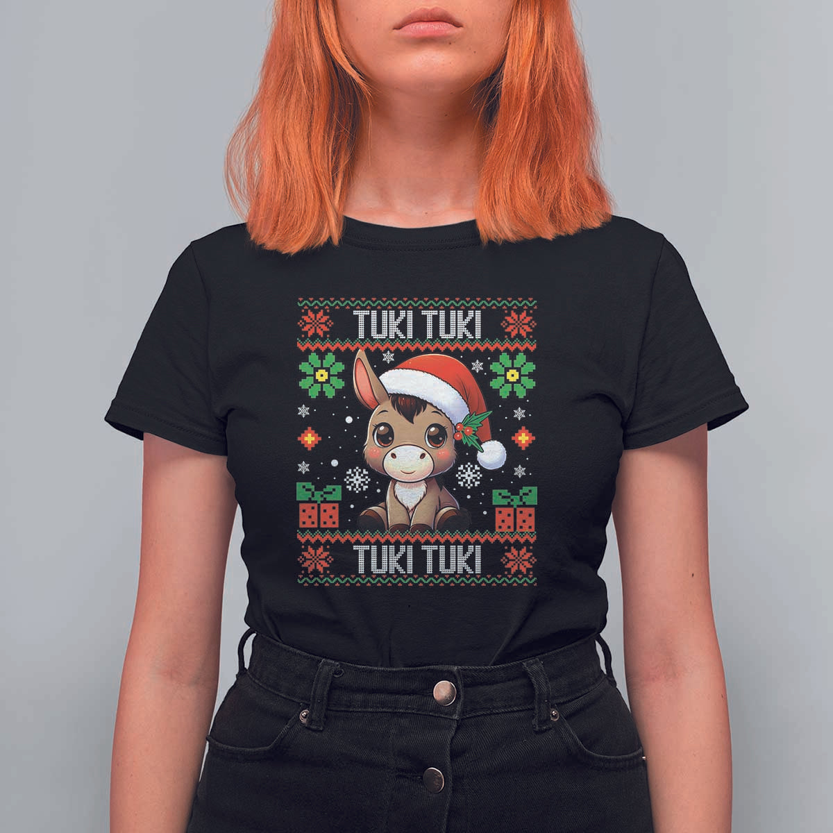 Latin American Christmas T Shirt For Women Mi Burrito Mexican Donkey Latino Ugly Christmas - Wonder Print Shop