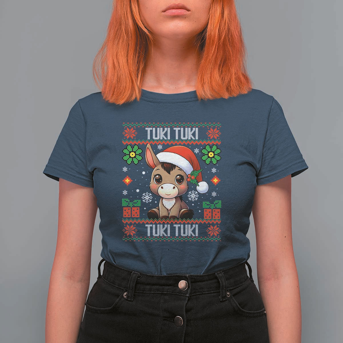 Latin American Christmas T Shirt For Women Mi Burrito Mexican Donkey Latino Ugly Christmas - Wonder Print Shop