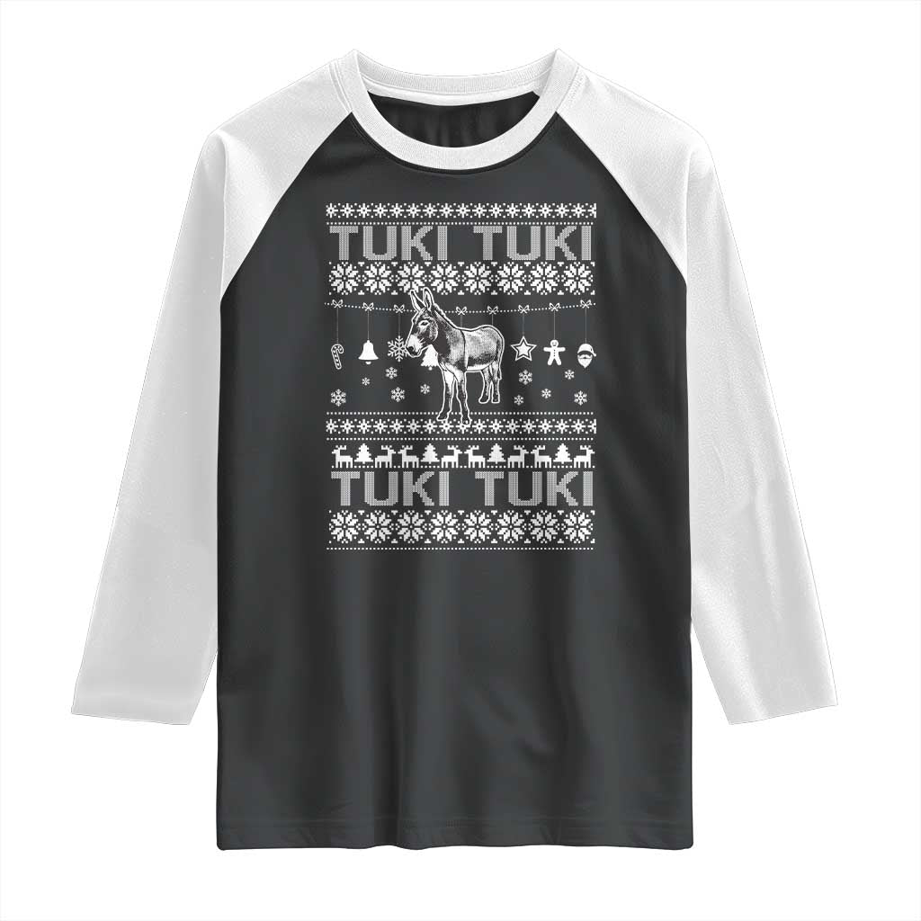 Latin American Christmas Raglan Shirt Tuki Tuki Mi Burrito Latino Ugly Christmas