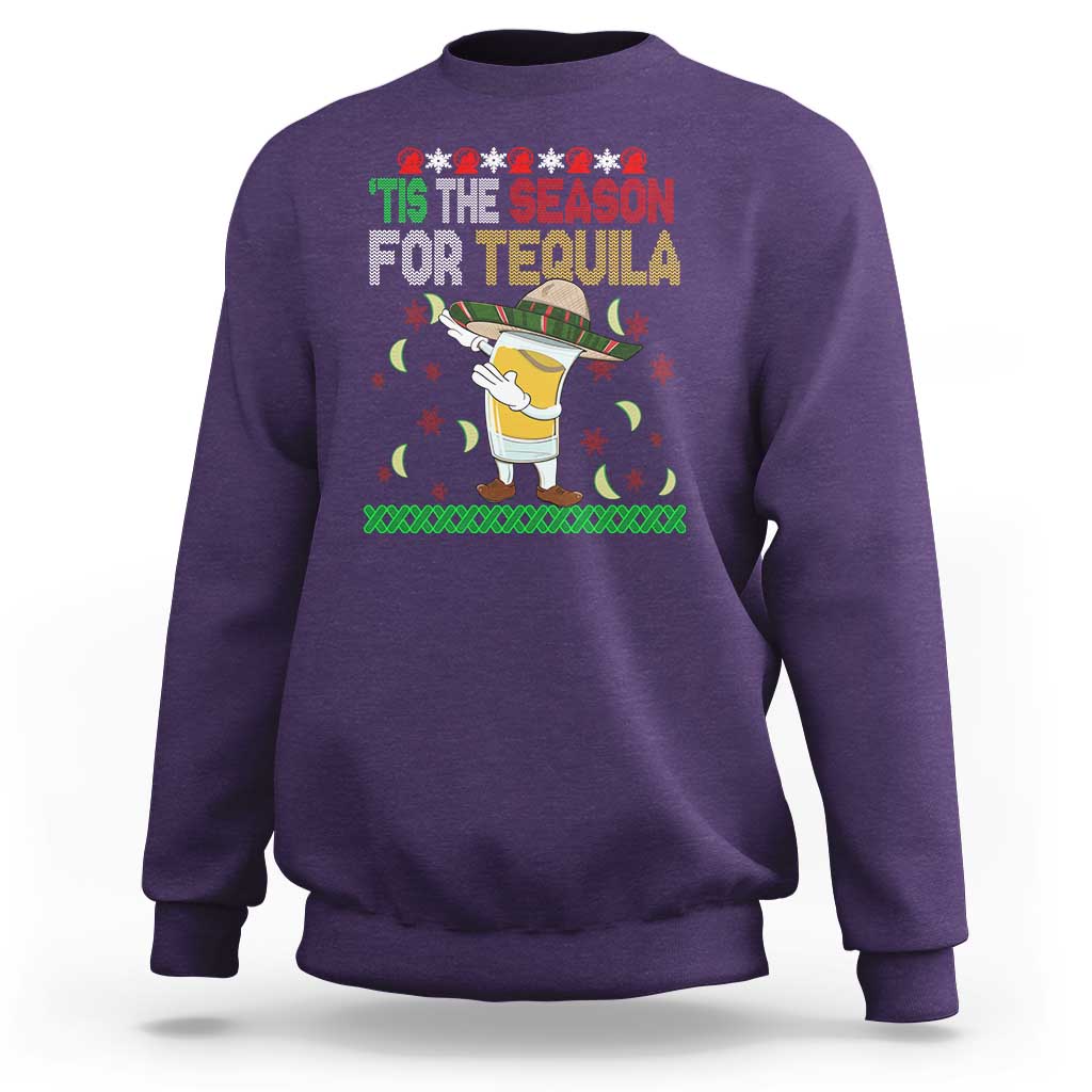 Mexican Christmas Sweatshirt Tis The Season For Tequila Dabbing Alcohol Lover - Wonder Print Shop