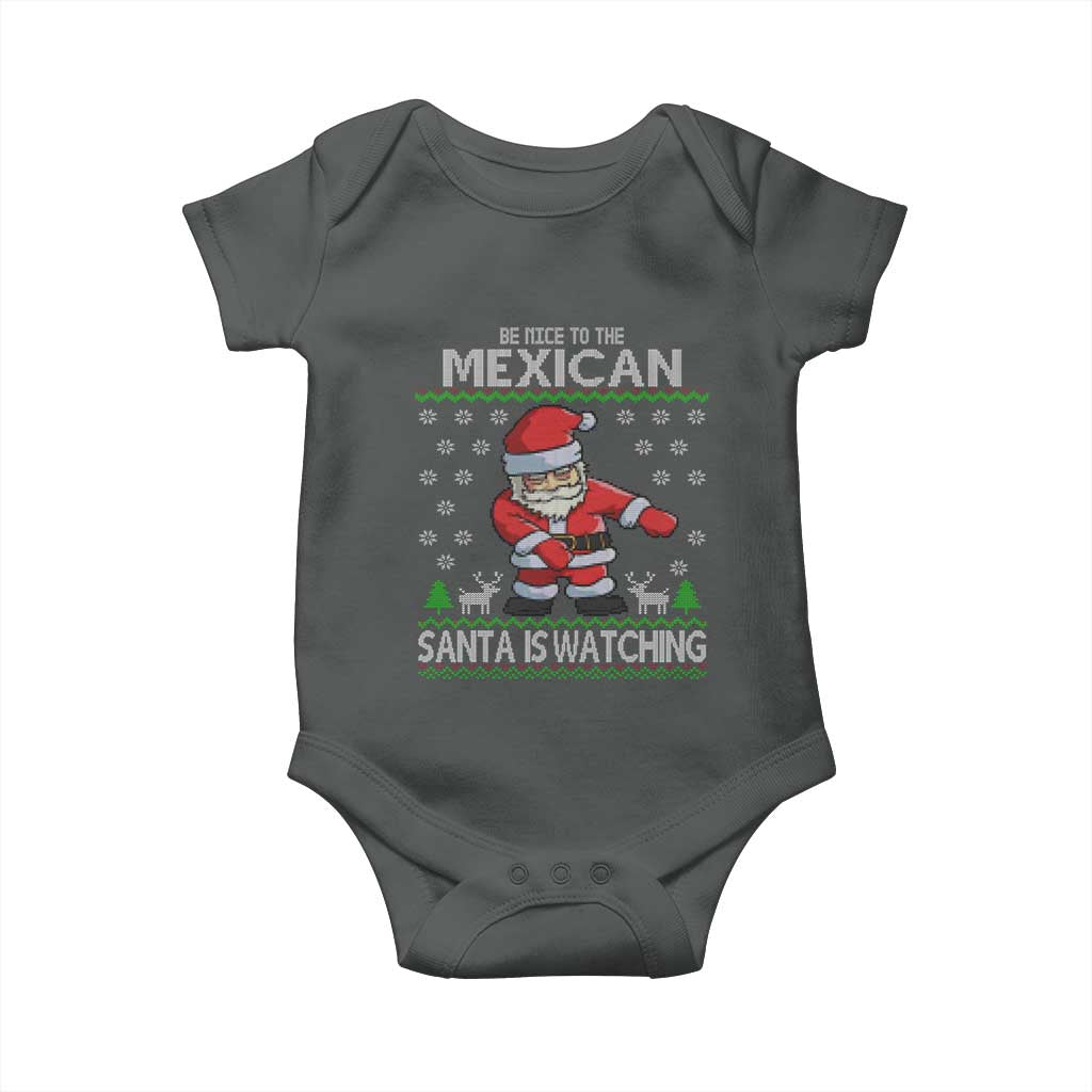Mexican Christmas Baby Onesie Be Nice Santa is Watching Xmas in Mexico Ugly Sweater