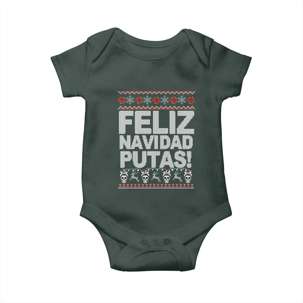 Mexican Christmas Baby Onesie Feliz Navidad Putas Funny Mexican Ugly Christmas Party