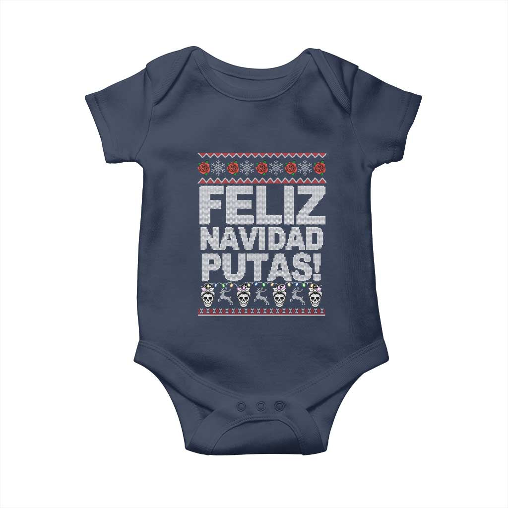 Mexican Christmas Baby Onesie Feliz Navidad Putas Funny Mexican Ugly Christmas Party