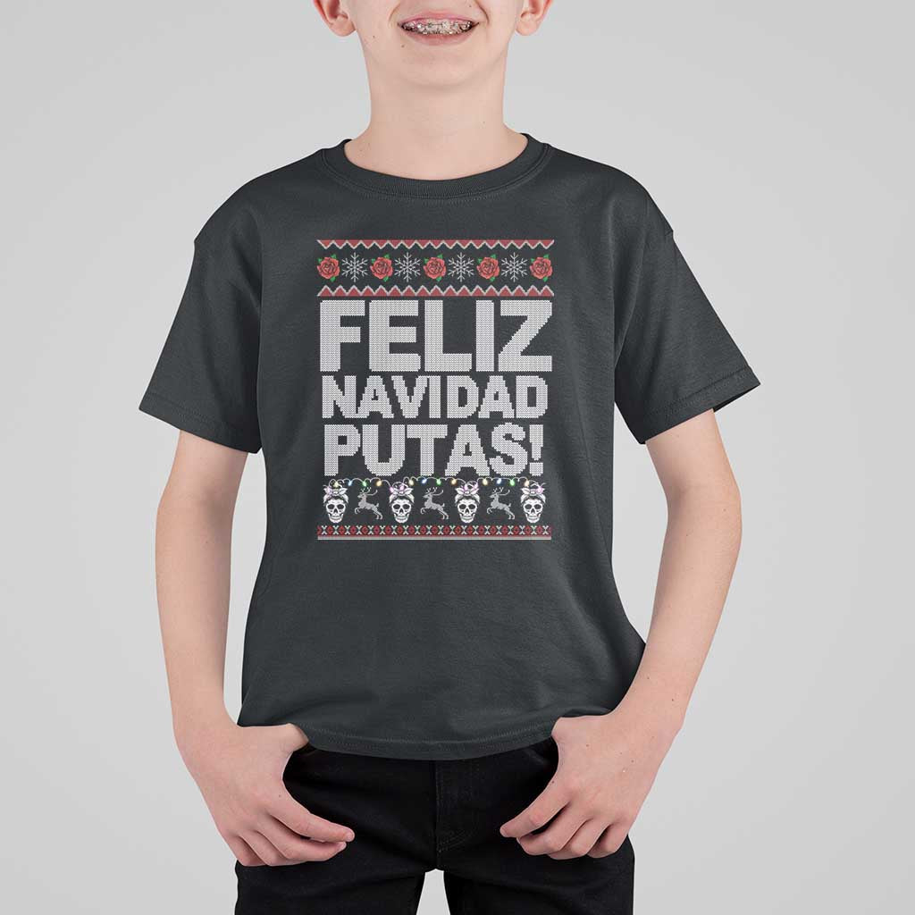 Mexican Christmas T Shirt For Kid Feliz Navidad Putas Funny Mexican Ugly Christmas Party - Wonder Print Shop