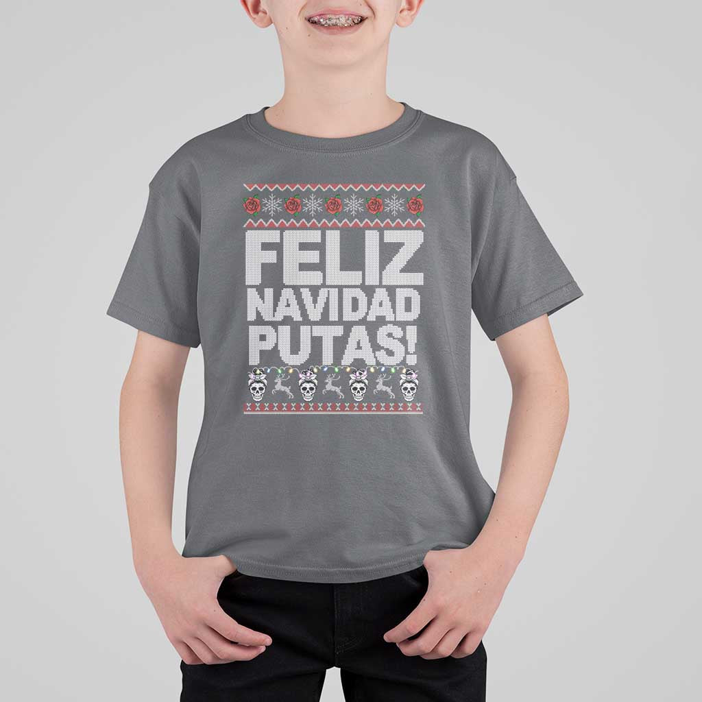 Mexican Christmas T Shirt For Kid Feliz Navidad Putas Funny Mexican Ugly Christmas Party - Wonder Print Shop