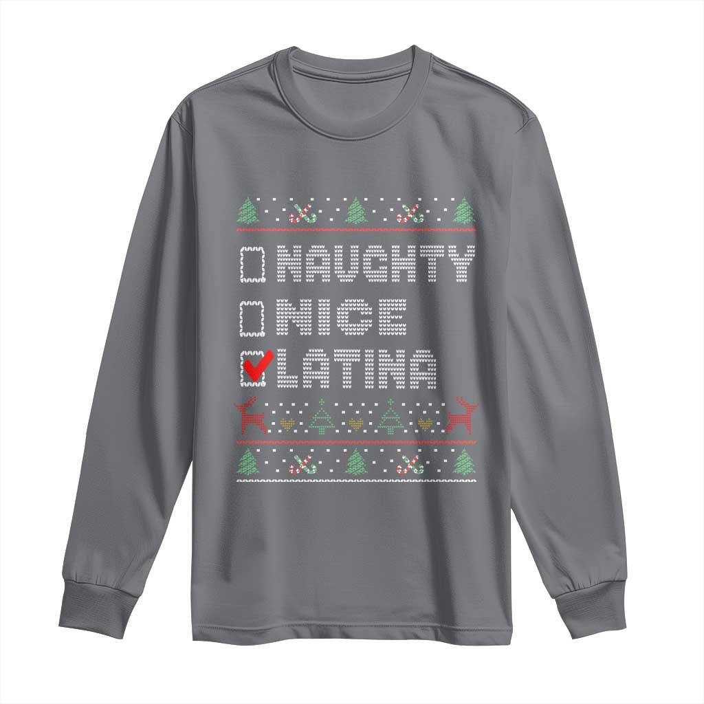 Latin American Christmas Long Sleeve Shirt Naughty Nice Latina Funny Xmas List Hispanic Ugly Sweater