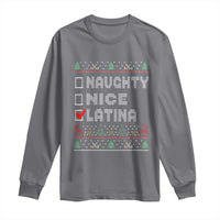 Latin American Christmas Long Sleeve Shirt Naughty Nice Latina Funny Xmas List Hispanic Ugly Sweater