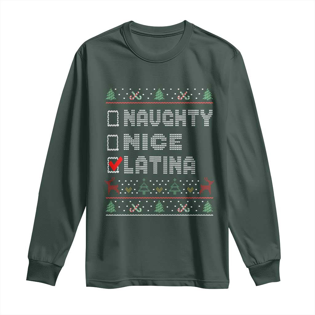Latin American Christmas Long Sleeve Shirt Naughty Nice Latina Funny Xmas List Hispanic Ugly Sweater