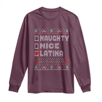 Latin American Christmas Long Sleeve Shirt Naughty Nice Latina Funny Xmas List Hispanic Ugly Sweater
