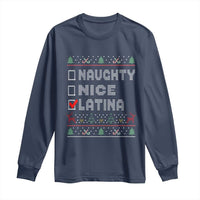 Latin American Christmas Long Sleeve Shirt Naughty Nice Latina Funny Xmas List Hispanic Ugly Sweater