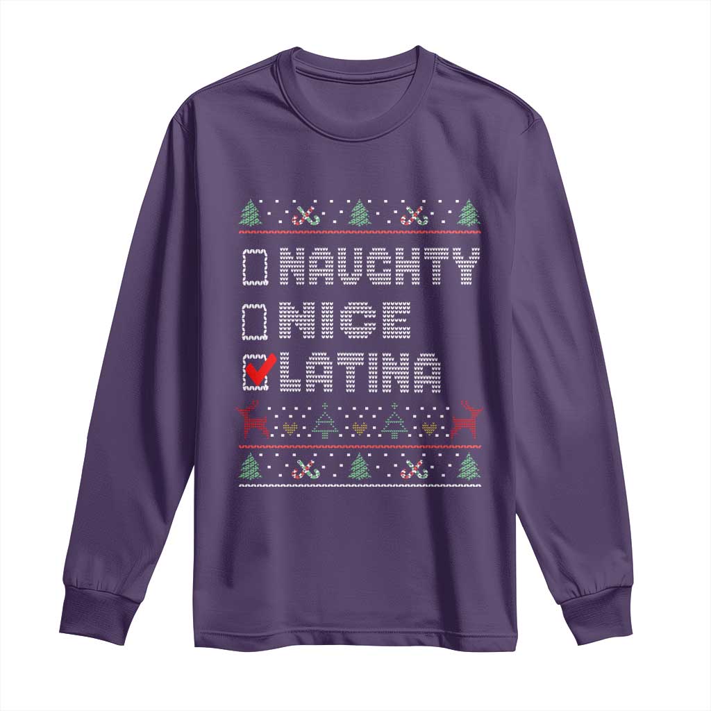 Latin American Christmas Long Sleeve Shirt Naughty Nice Latina Funny Xmas List Hispanic Ugly Sweater