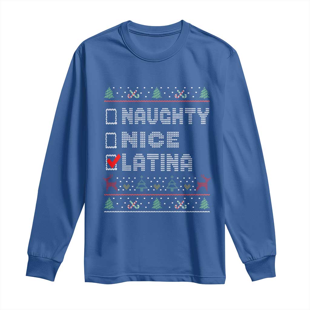 Latin American Christmas Long Sleeve Shirt Naughty Nice Latina Funny Xmas List Hispanic Ugly Sweater