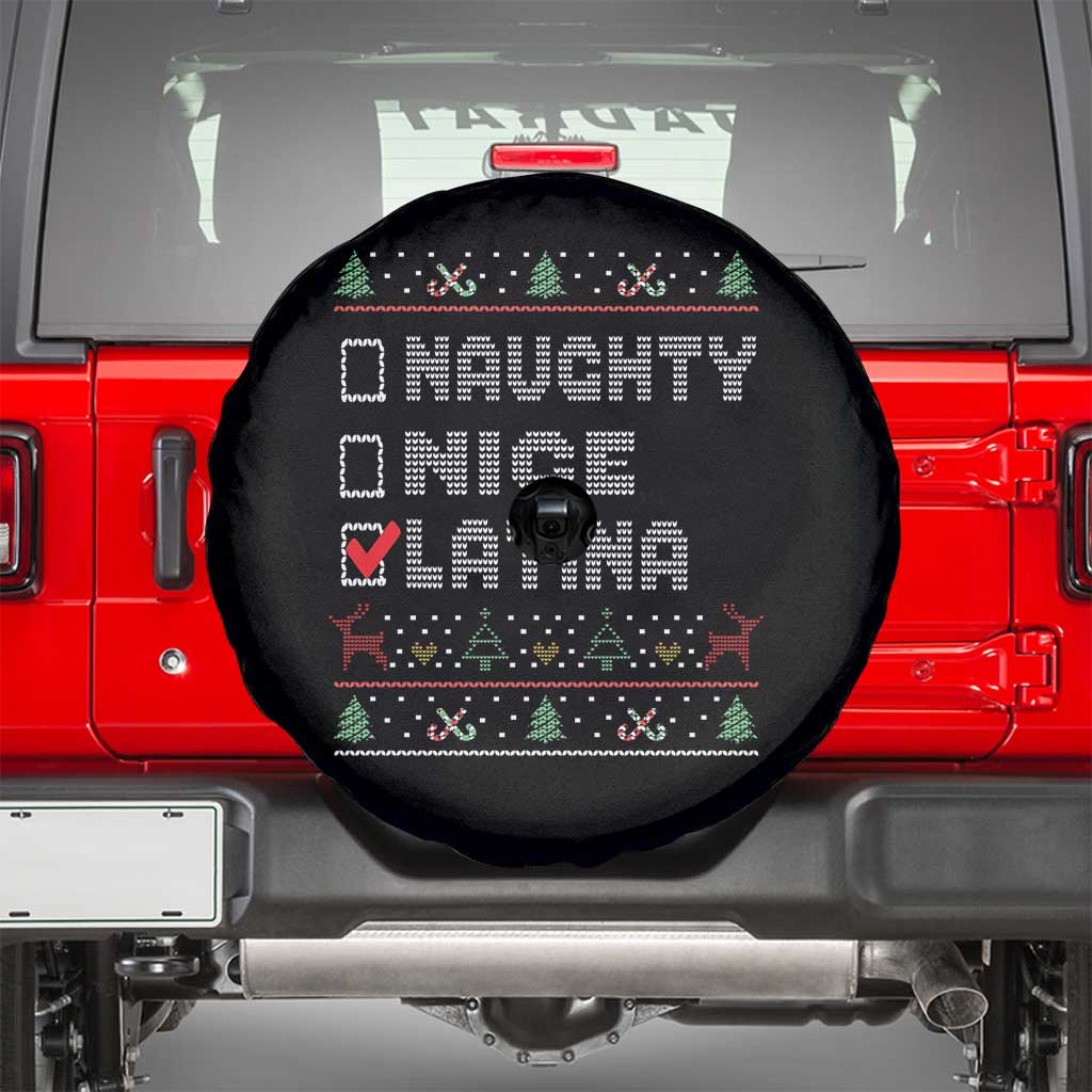 Latin American Xmas Spare Tire Cover Naughty Nice Latina Funny Xmas List Hispanic Ugly Sweater