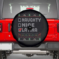 Latin American Xmas Spare Tire Cover Naughty Nice Latina Funny Xmas List Hispanic Ugly Sweater