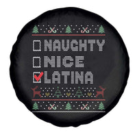 Latin American Xmas Spare Tire Cover Naughty Nice Latina Funny Xmas List Hispanic Ugly Sweater