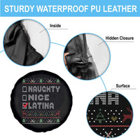 Latin American Xmas Spare Tire Cover Naughty Nice Latina Funny Xmas List Hispanic Ugly Sweater