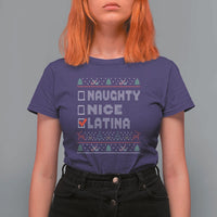 Latin American Christmas T Shirt For Women Naughty Nice Latina Funny Xmas List Hispanic Ugly Sweater - Wonder Print Shop