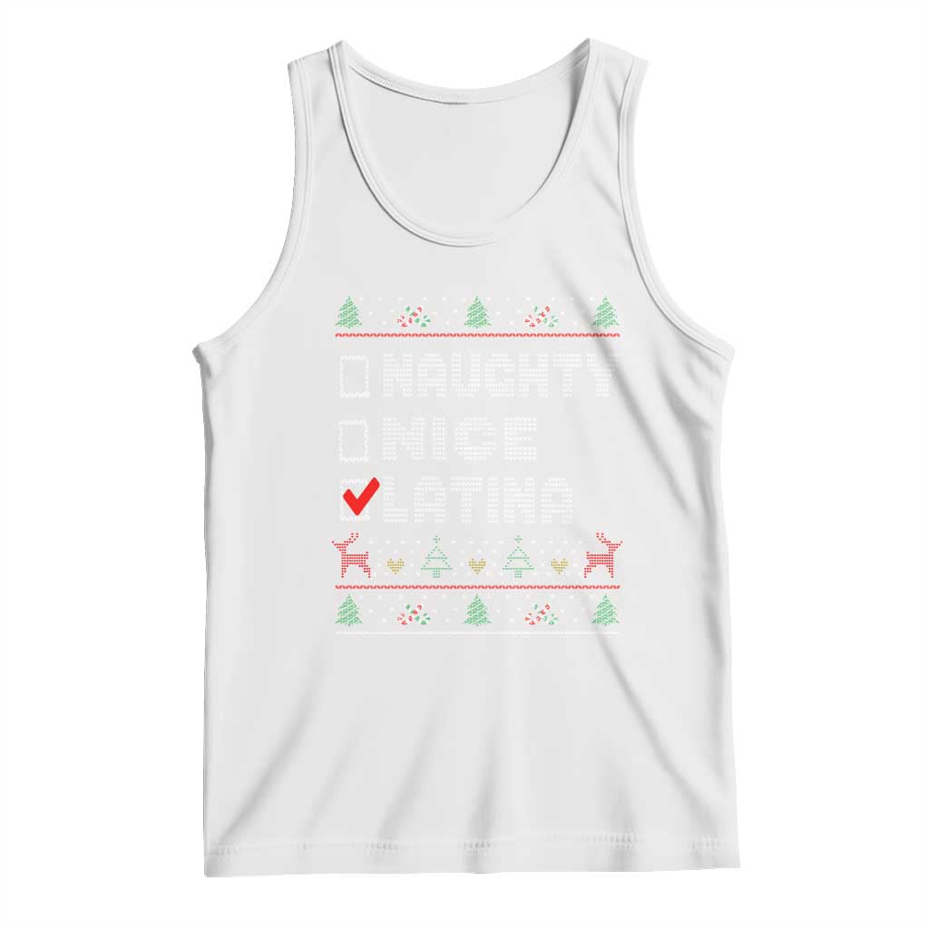 Latin American Christmas Tank Top Naughty Nice Latina Funny Xmas List Hispanic Ugly Sweater