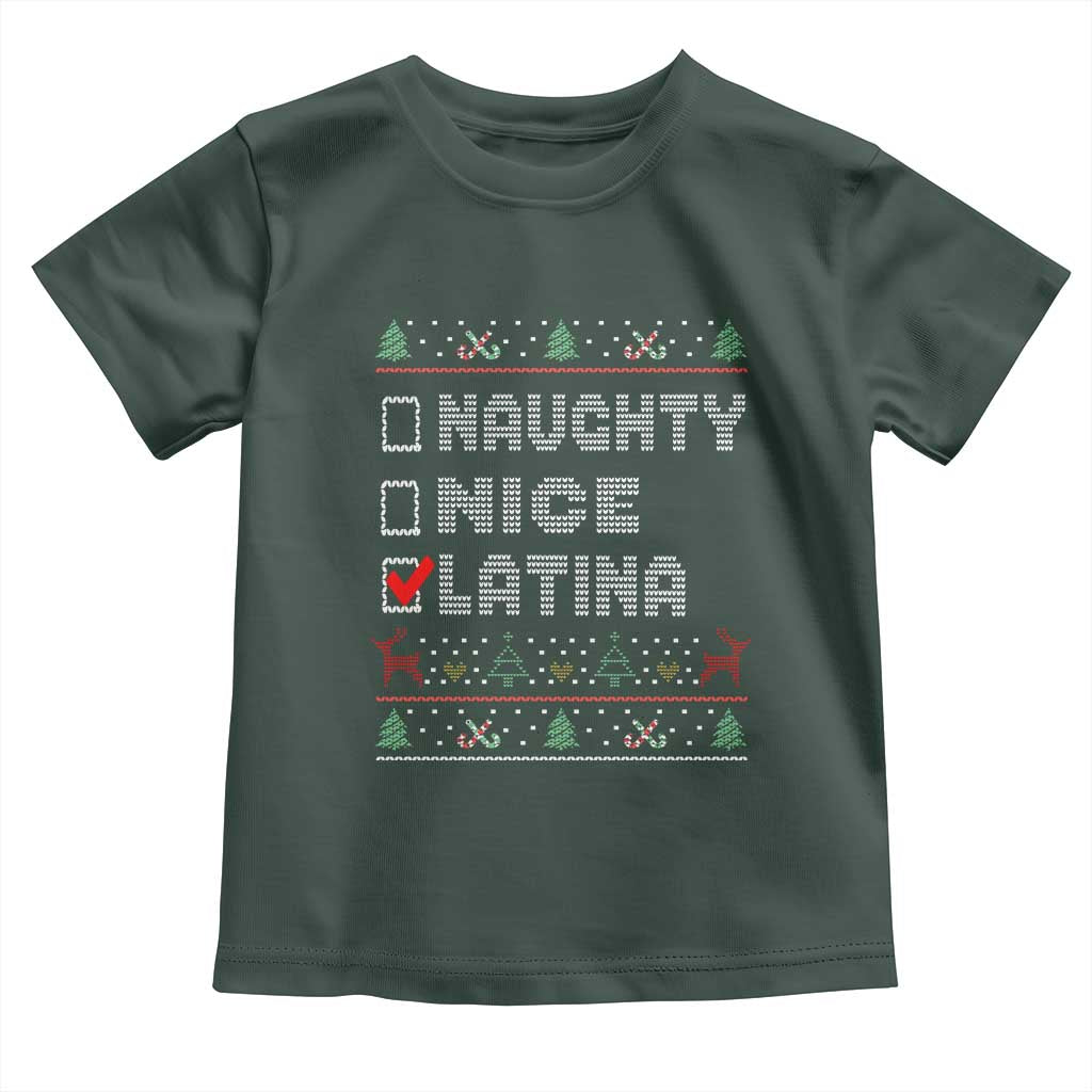 Latin American Christmas Toddler T Shirt Naughty Nice Latina Funny Xmas List Hispanic Ugly Sweater