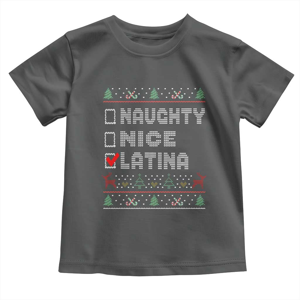 Latin American Christmas Toddler T Shirt Naughty Nice Latina Funny Xmas List Hispanic Ugly Sweater