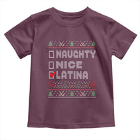 Latin American Christmas Toddler T Shirt Naughty Nice Latina Funny Xmas List Hispanic Ugly Sweater