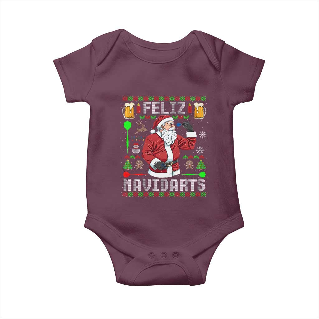 Christmas Dart Lover Baby Onesie Feliz Navidarts Santa Navidad Ugly Sweater
