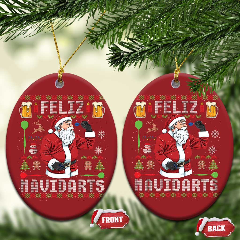 Xmas Dart Lover Christmas Ornament Feliz Navidarts Santa Navidad Ugly Sweater - Wonder Print Shop