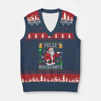 Xmas Dart Lover V-Neck Knit Sweater Vest Feliz Navidarts Santa Navidad Ugly Sweater - Wonder Print Shop