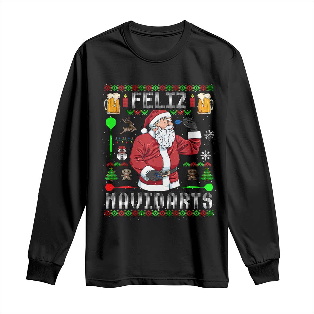 Christmas Dart Lover Long Sleeve Shirt Feliz Navidarts Santa Navidad Ugly Sweater