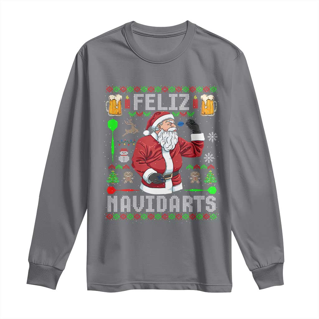 Christmas Dart Lover Long Sleeve Shirt Feliz Navidarts Santa Navidad Ugly Sweater