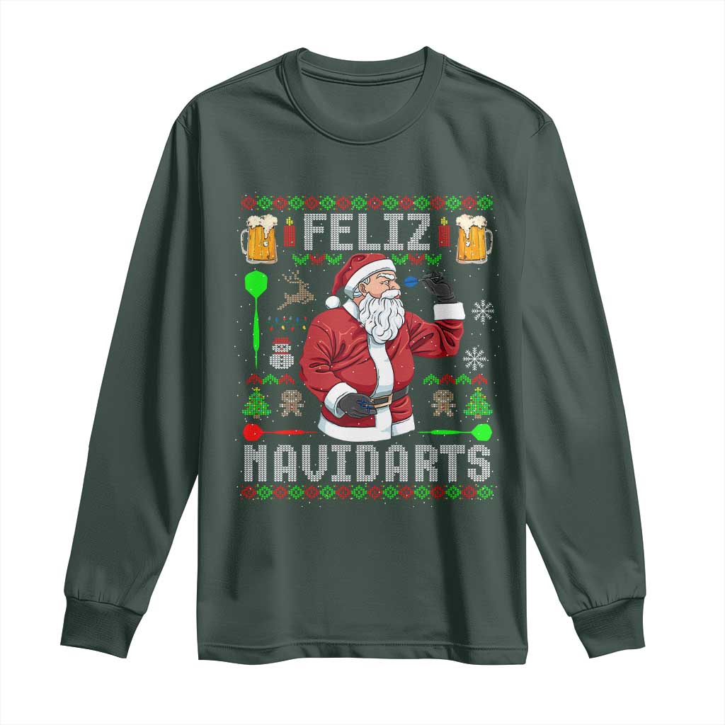 Christmas Dart Lover Long Sleeve Shirt Feliz Navidarts Santa Navidad Ugly Sweater