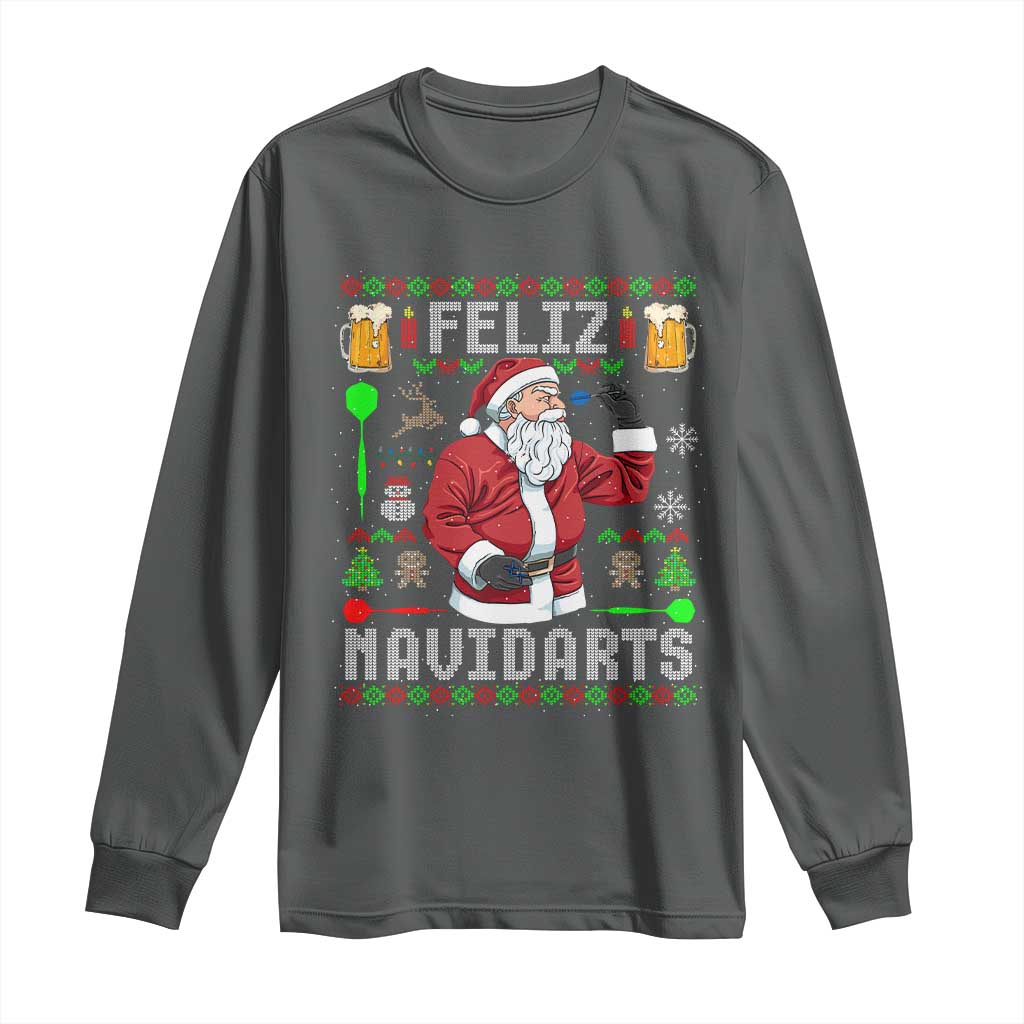 Christmas Dart Lover Long Sleeve Shirt Feliz Navidarts Santa Navidad Ugly Sweater