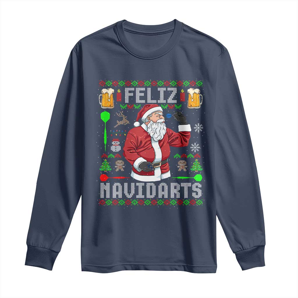 Christmas Dart Lover Long Sleeve Shirt Feliz Navidarts Santa Navidad Ugly Sweater