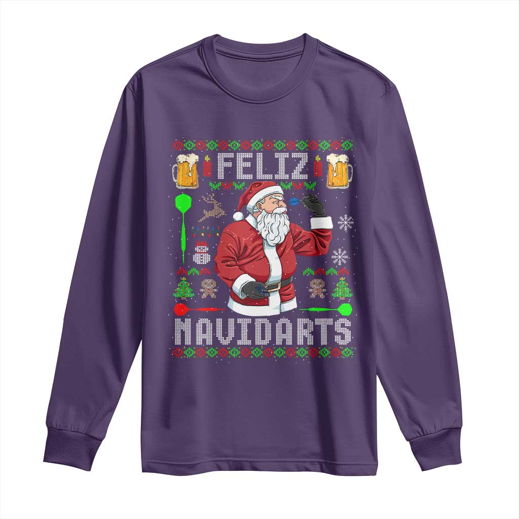Christmas Dart Lover Long Sleeve Shirt Feliz Navidarts Santa Navidad Ugly Sweater
