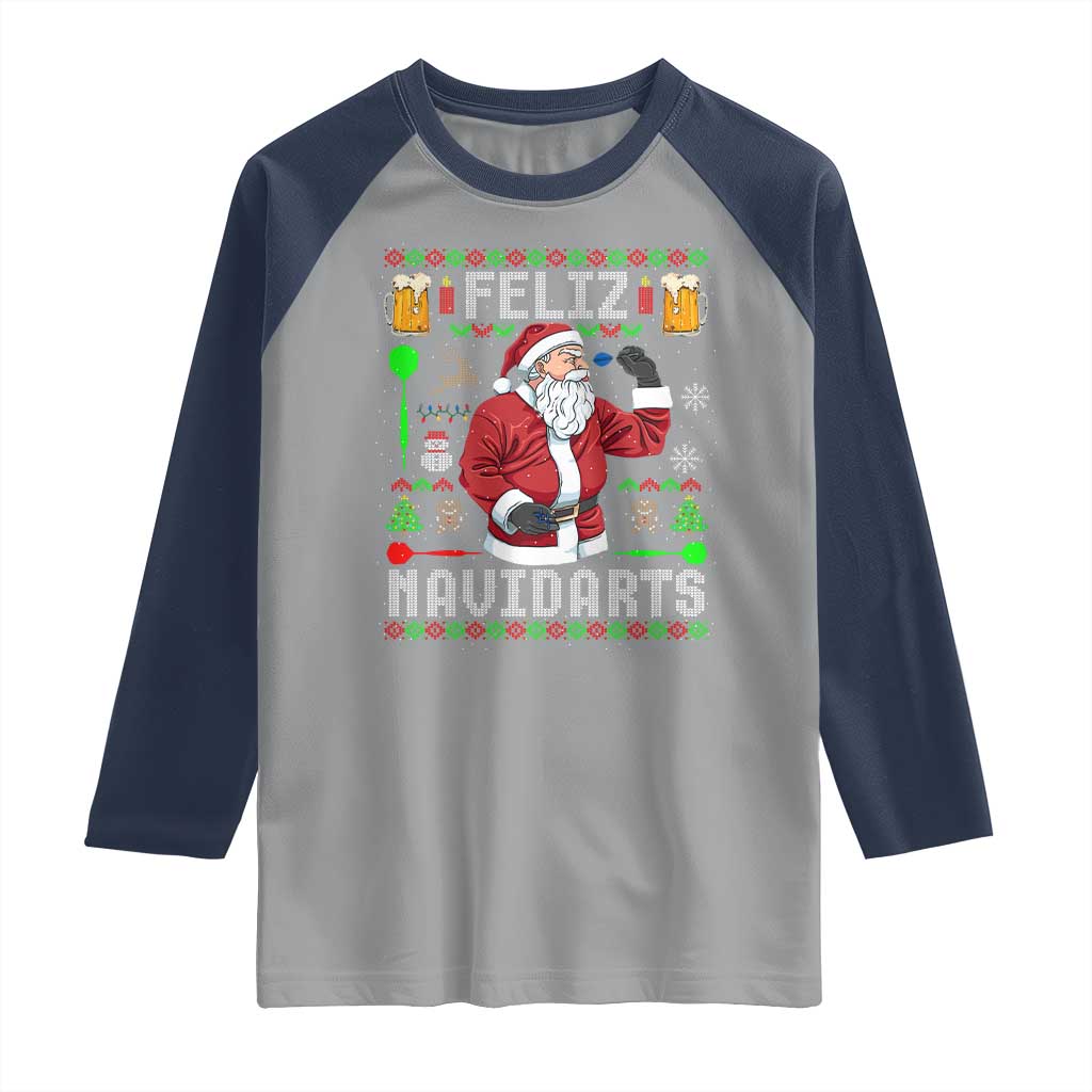 Christmas Dart Lover Raglan Shirt Feliz Navidarts Santa Navidad Ugly Sweater