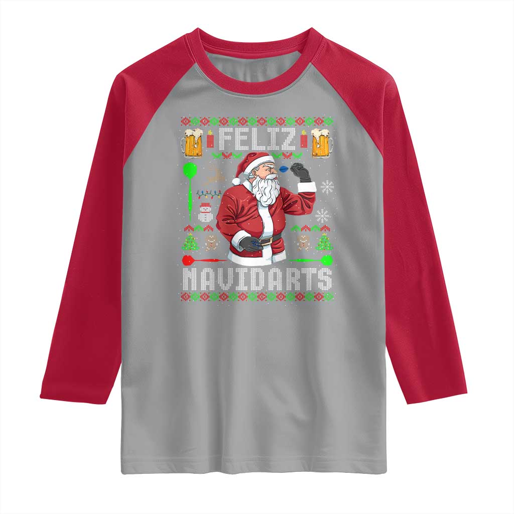 Christmas Dart Lover Raglan Shirt Feliz Navidarts Santa Navidad Ugly Sweater