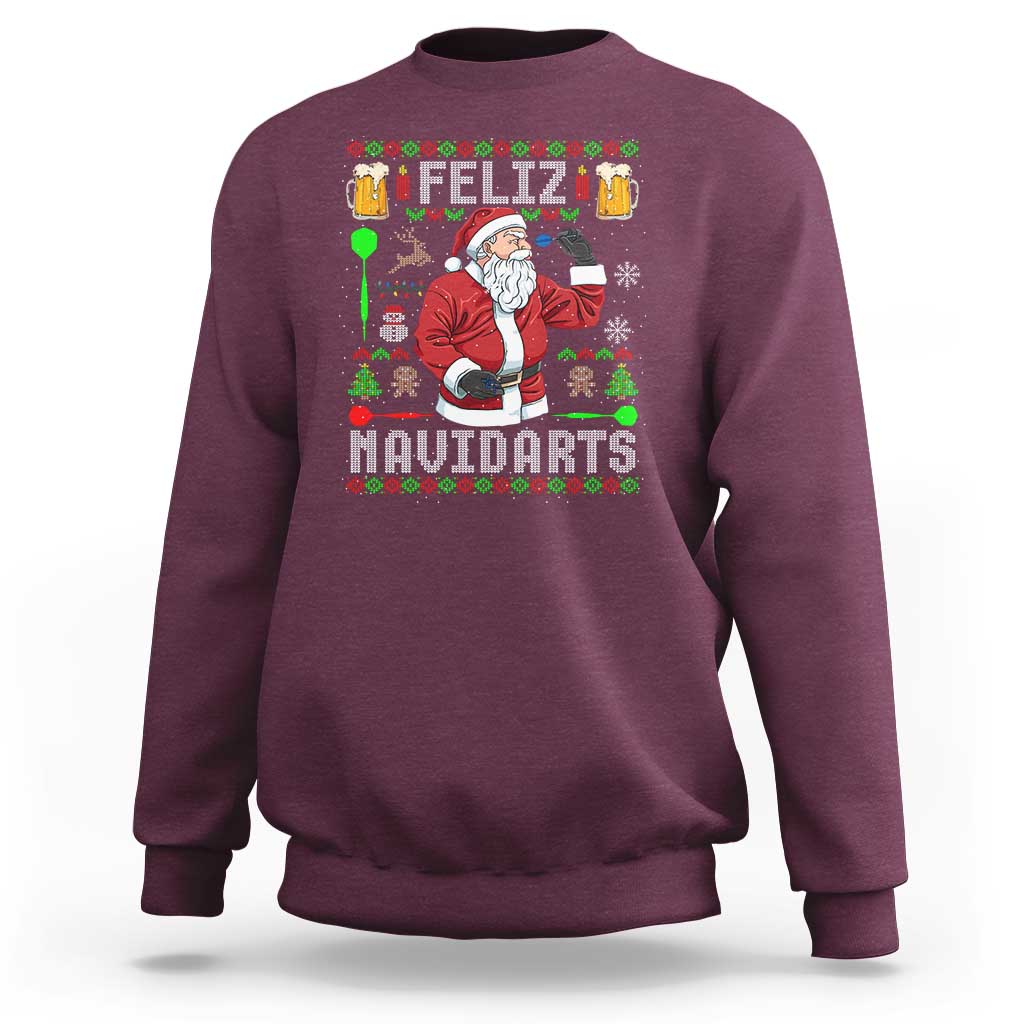 Christmas Dart Lover Sweatshirt Feliz Navidarts Santa Navidad Ugly Sweater - Wonder Print Shop