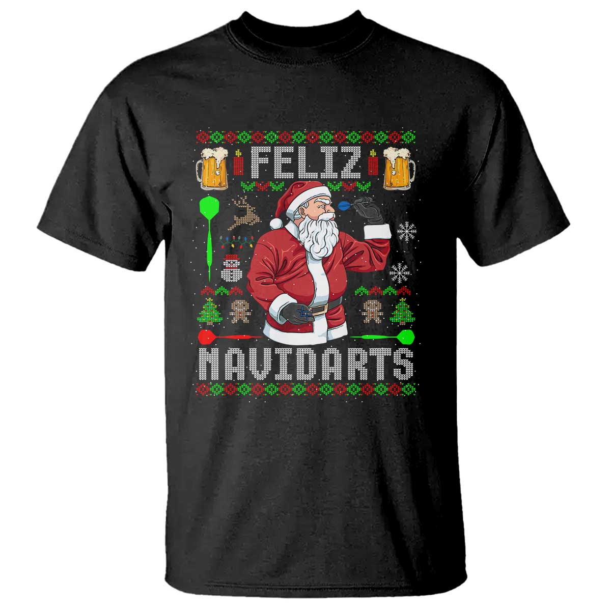 Christmas Dart Lover T Shirt Feliz Navidarts Santa Navidad Ugly Sweater - Wonder Print Shop