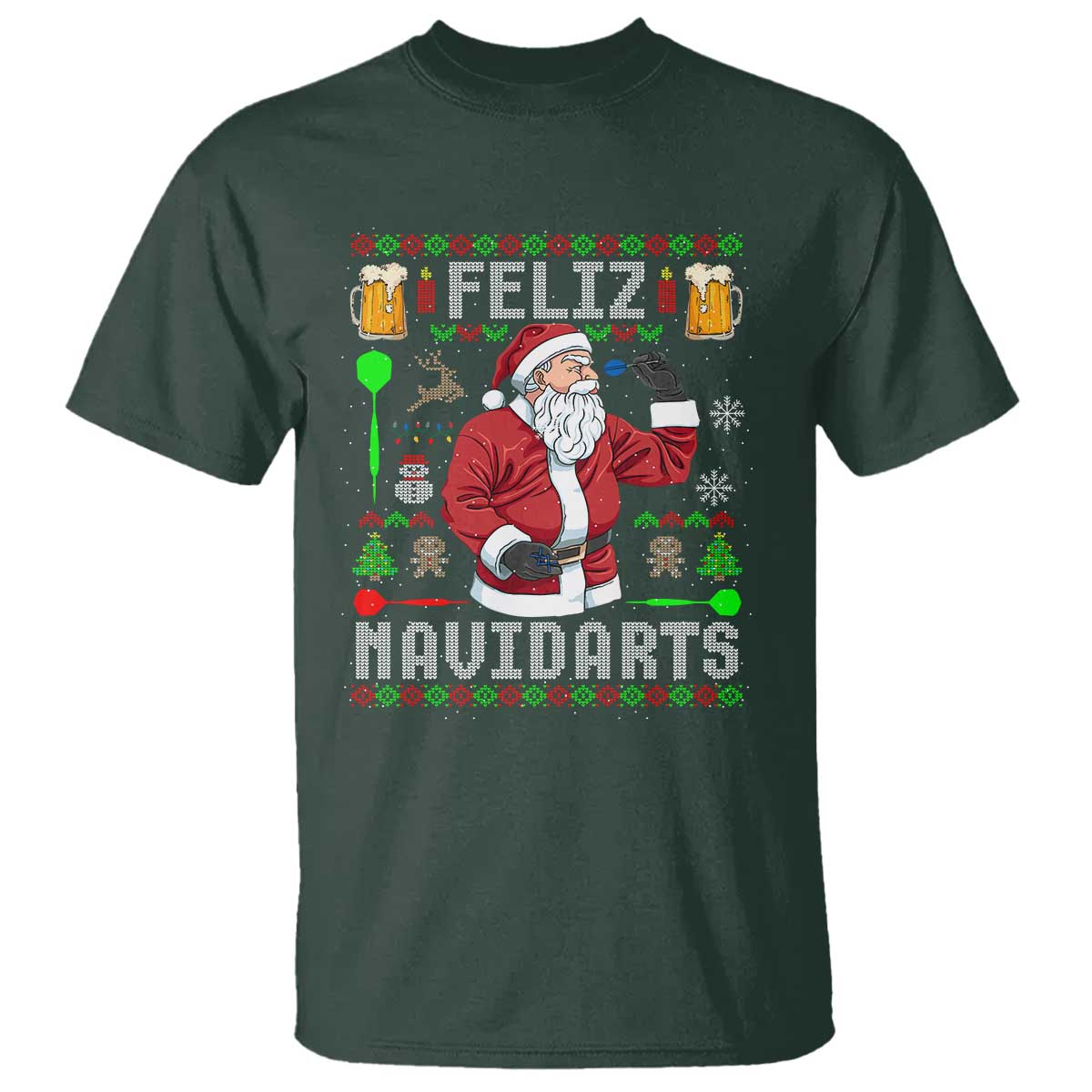Christmas Dart Lover T Shirt Feliz Navidarts Santa Navidad Ugly Sweater - Wonder Print Shop