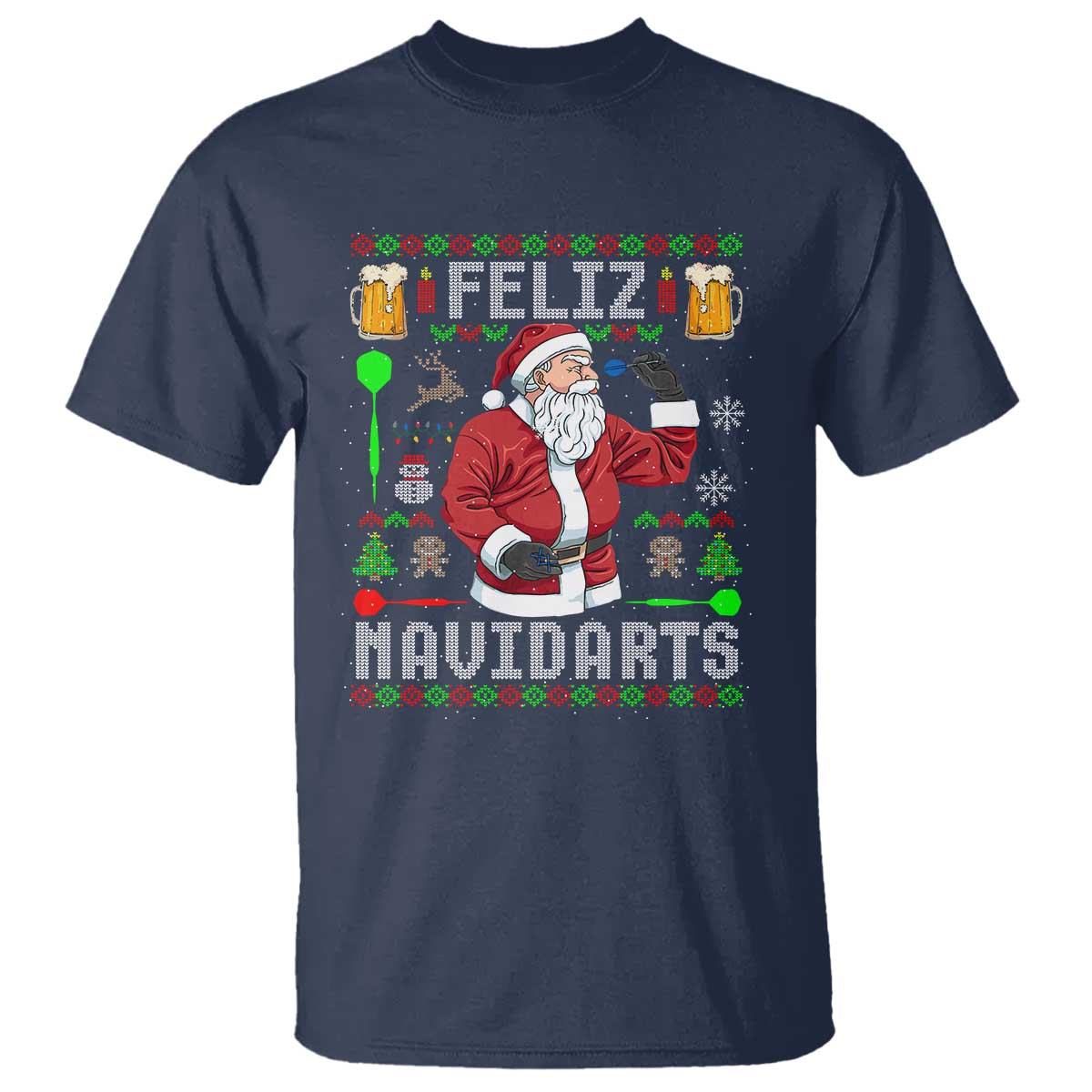 Christmas Dart Lover T Shirt Feliz Navidarts Santa Navidad Ugly Sweater - Wonder Print Shop