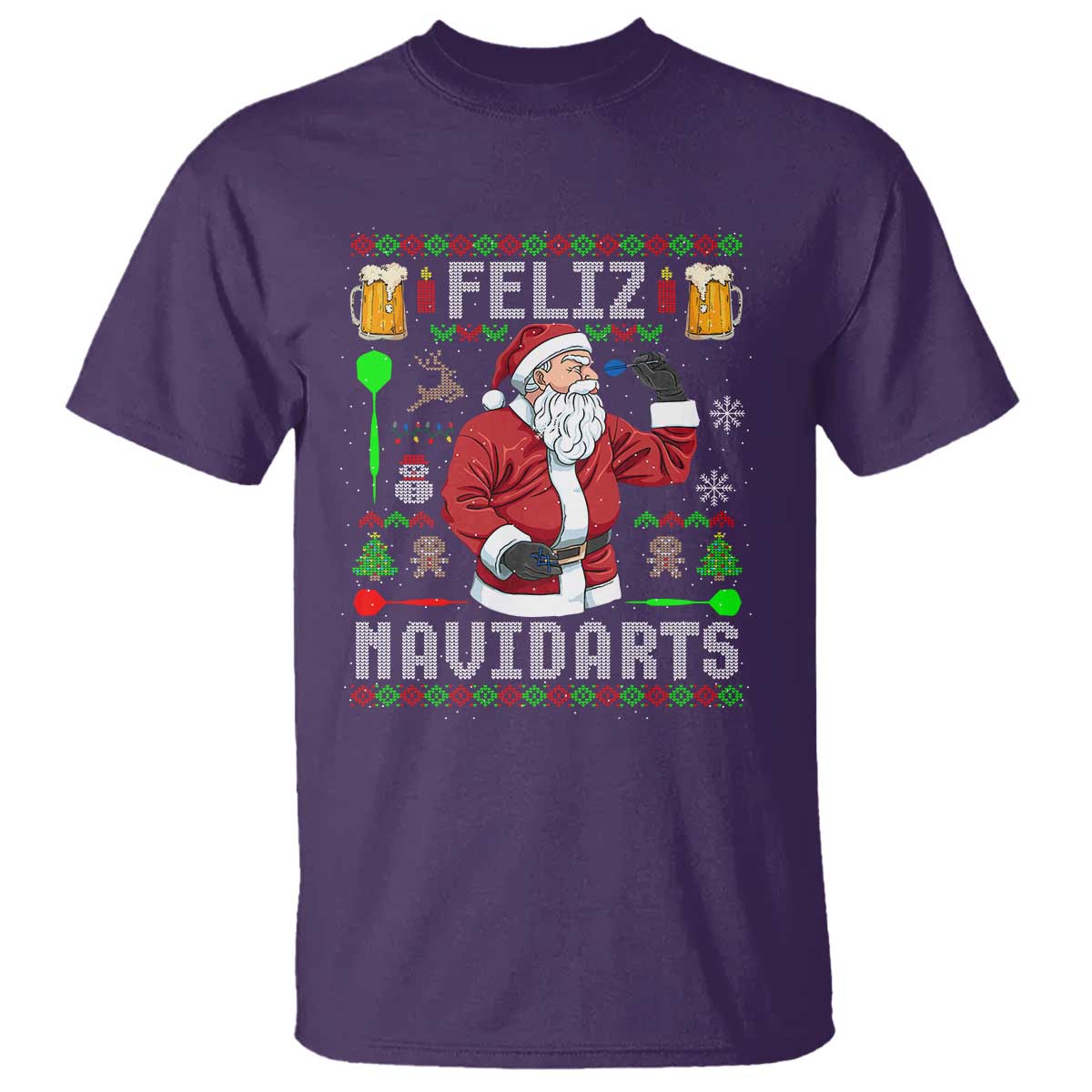 Christmas Dart Lover T Shirt Feliz Navidarts Santa Navidad Ugly Sweater - Wonder Print Shop