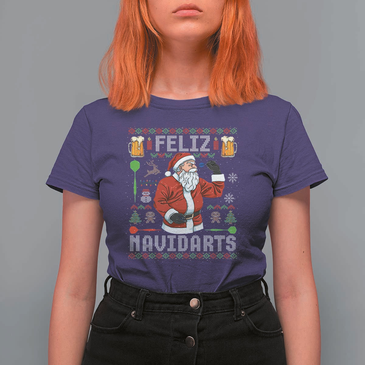 Christmas Dart Lover T Shirt For Women Feliz Navidarts Santa Navidad Ugly Sweater - Wonder Print Shop