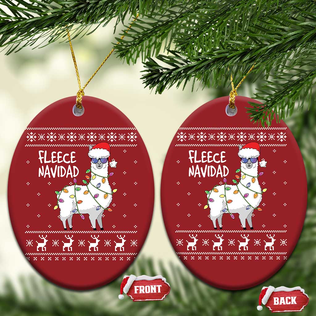 Funny Llama Xmas Christmas Ornament Fleece Navidad Feliz Merry Xmas Ugly Sweater - Wonder Print Shop