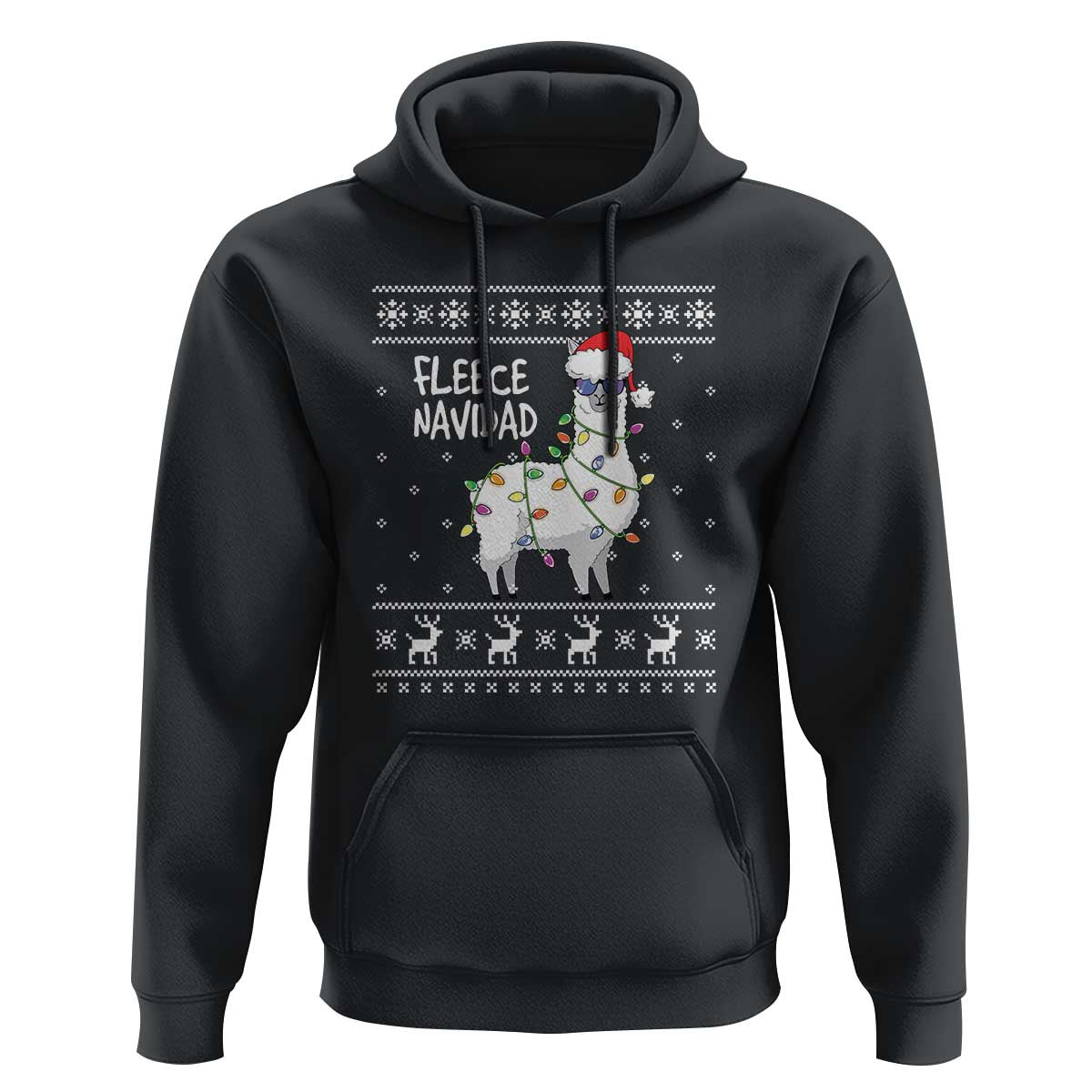 Funny Llama Christmas Hoodie Fleece Navidad Feliz Merry Xmas Ugly Sweater