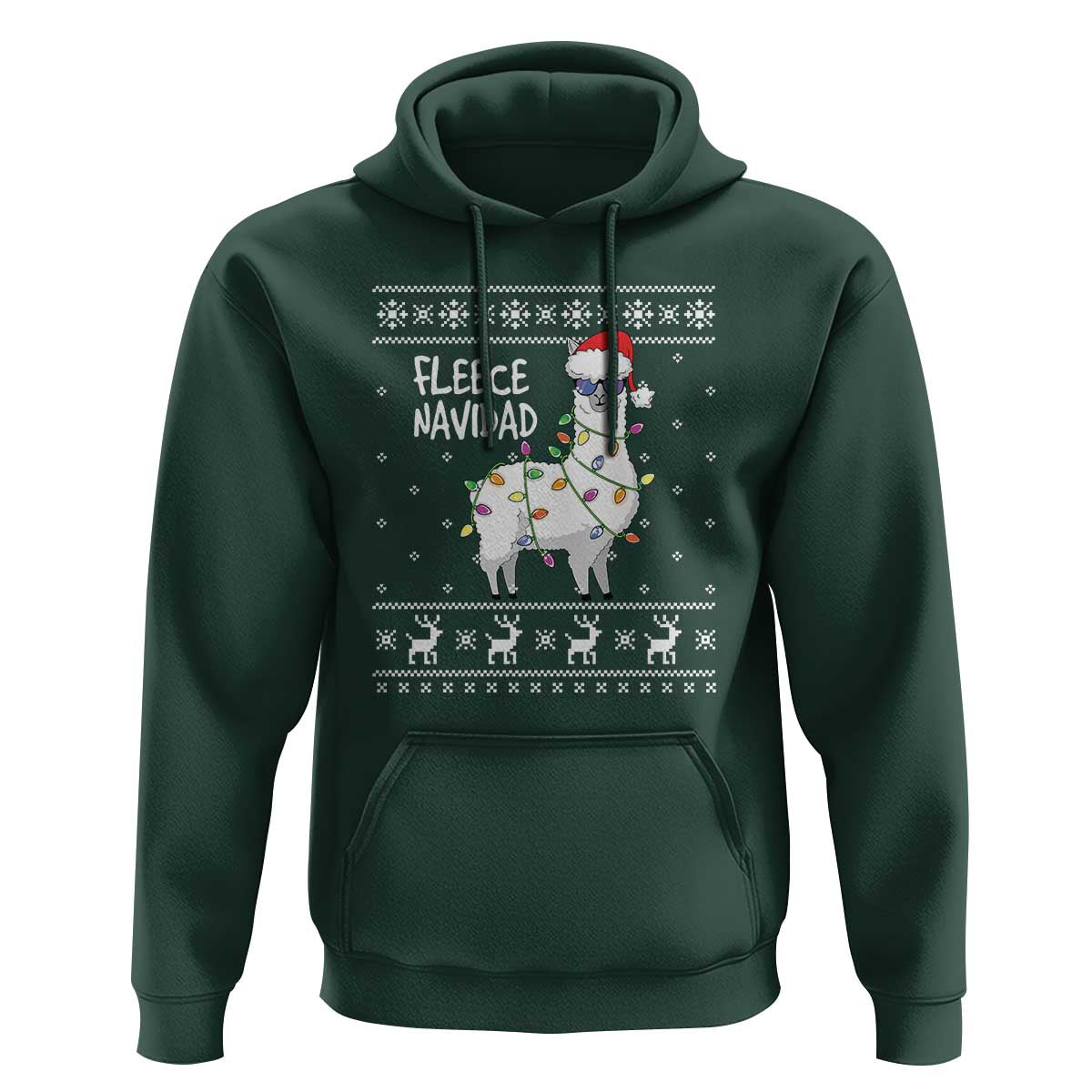 Funny Llama Christmas Hoodie Fleece Navidad Feliz Merry Xmas Ugly Sweater