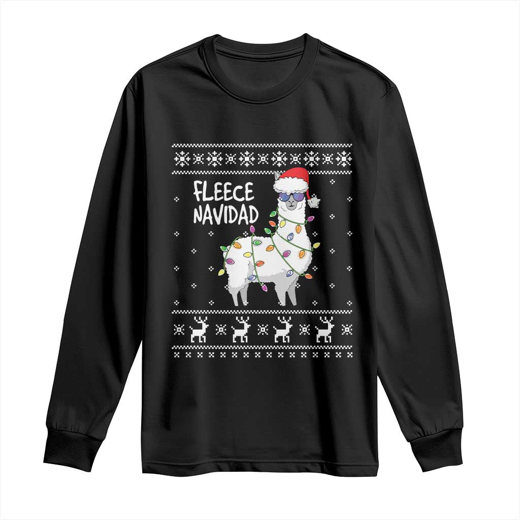 Funny Llama Christmas Long Sleeve Shirt Fleece Navidad Feliz Merry Xmas Ugly Sweater