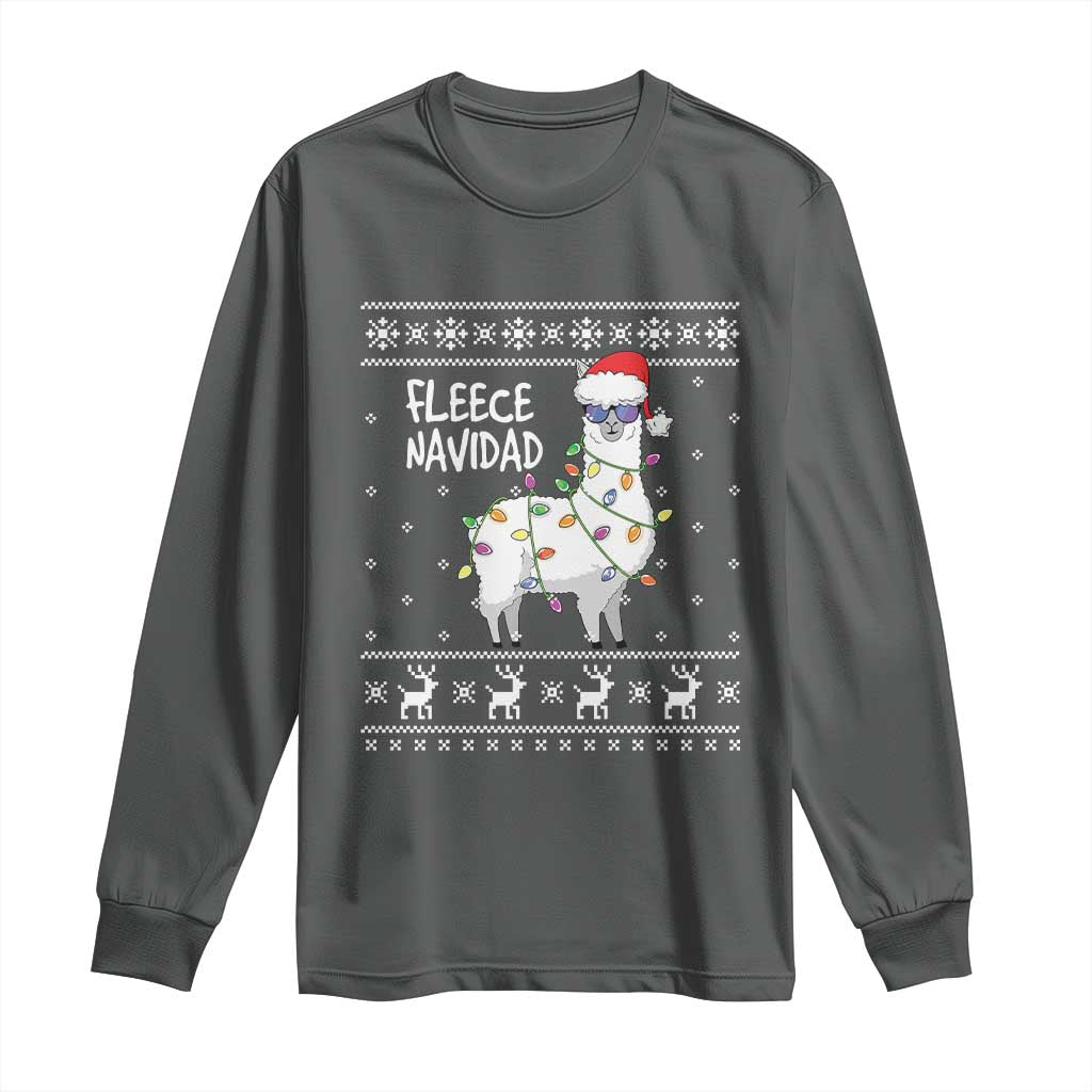 Funny Llama Christmas Long Sleeve Shirt Fleece Navidad Feliz Merry Xmas Ugly Sweater