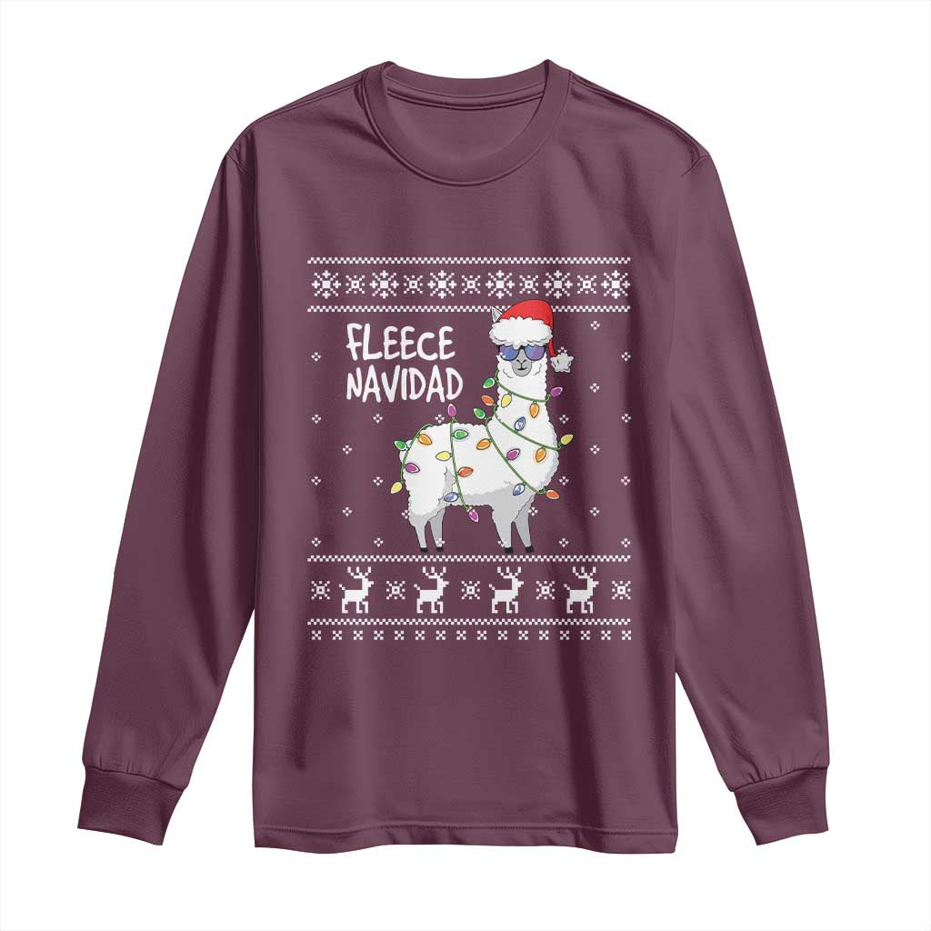 Funny Llama Christmas Long Sleeve Shirt Fleece Navidad Feliz Merry Xmas Ugly Sweater