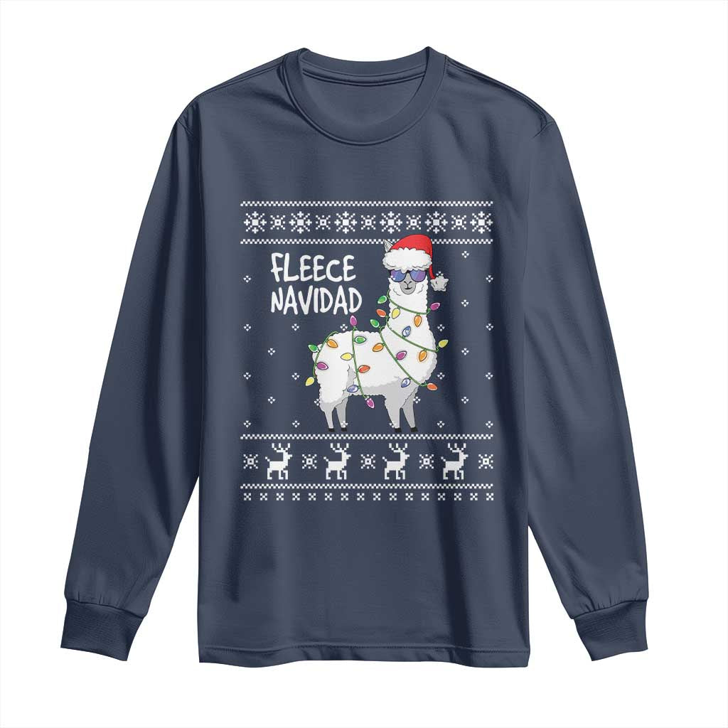Funny Llama Christmas Long Sleeve Shirt Fleece Navidad Feliz Merry Xmas Ugly Sweater